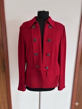 St. John Red Double-Breasted Knit Blazer